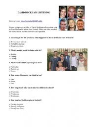 English Worksheet: David Beckham Listening