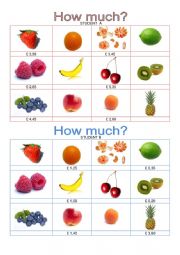 English Worksheet: How much - Fruits