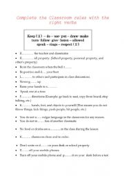 English Worksheet: Classroom rules exercise 