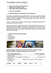 English Worksheet: Fashion and environment and the passive