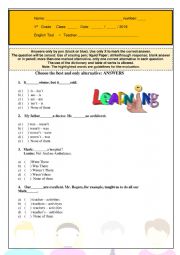 English Worksheet: Test High school 1st grade