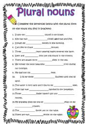 English Worksheet: PLURAL NOUNS PRACTICE