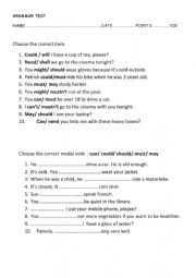 English Worksheet: MODALS