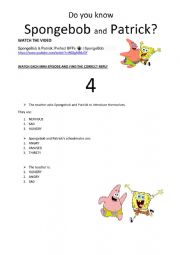 English Worksheet: Spongebob & Patrick best friends 4ever 