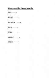 English Worksheet: School Objects