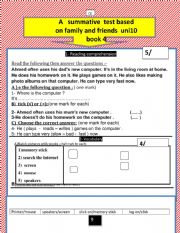 a  summative test based on family and friends oxford book 4  unit 10 2