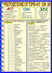 English Worksheet: Time prepositions