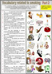 Smoking Vocabulary Part 2 - Pictionary + matching and completing + KEY