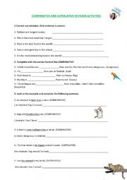 English Worksheet: Comparative and superalative revision activities