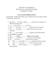 English Worksheet: Causative form in past 
