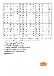 WORDSEARCH: FOOD, SPINACH PIE