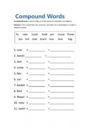 English Worksheet: Compound words match