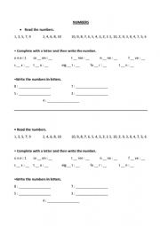 English Worksheet: NUMBERS