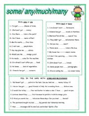 English Worksheet: SOME, ANY, MUCH, MANY