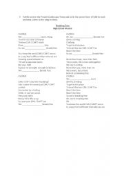 English Worksheet: Present Continuous and Can - Song activity 
