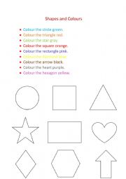 English Worksheet: Shapes and Colors