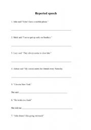 English Worksheet: Reported Speech