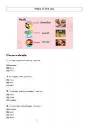 English Worksheet: Meals throughout the day