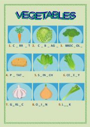 Complete the name of the vegetables