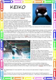 English Worksheet: Reading about KEIKO THE WHALE