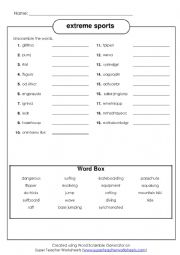 English Worksheet: Extreme sports