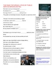 English Worksheet: The Race for Space by Public Service Broadcasting