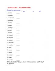English Worksheet: -ed Pronunciation -Business Verbs 01 (Regular)