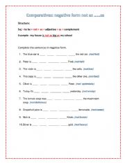 English Worksheet: comparative not as...as