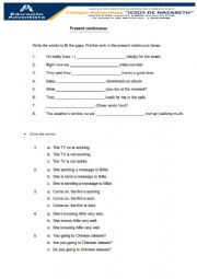 English Worksheet: PRESENT PROGRESSIVE
