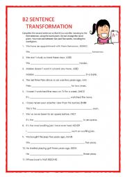 B2 SENTENCE TRANSFORMATION 1