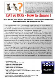 Cats vs Dogs. Part 2 - (Question - Fill in the gaps - Role Play) + KEY