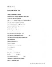 English Worksheet: Rolling in the deep, simple past tense
