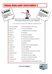 English Worksheet: Phrasal Verbs about Entertainment 2