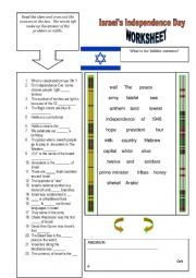 Israels Independence Day - Fun worksheet