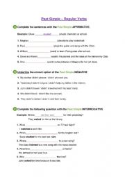 English Worksheet: Past Simple - Revision Worksheet