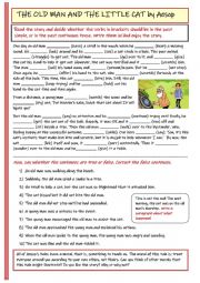 English Worksheet: The Old Man and the Little Cat: an Aesop�s fable