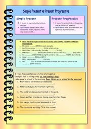English Worksheet: Simple Present vs Present Progressive