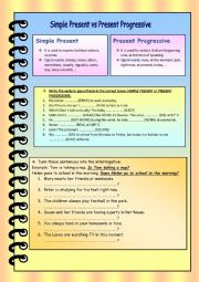 English Worksheet: Simple Present vs Present Progressive