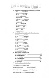 English Worksheet: Present to be- all forms possessive adjectives