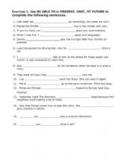 English Worksheet: BE ABLE TO