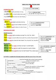 English Worksheet: SIMPLE PAST TENSE: REGULAR VERBS