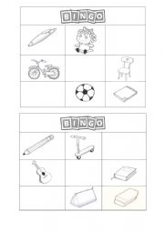 English Worksheet: Bingo- school objects and toys