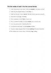 English Worksheet: Conditional Test_Put the verbs into the correct tense