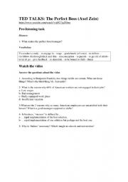 English Worksheet: The Perfect Boss (Ted Talk by Axel Zein)