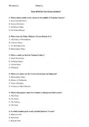 English Worksheet: How well do you know London?