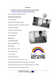 English Worksheet: Song Everything will be alright