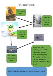 English Worksheet: Stranding on a desert island