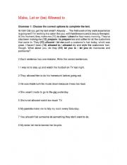 English Worksheet: Make, let and allow