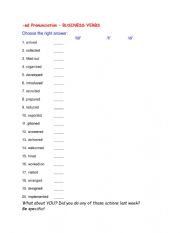 English Worksheet: -ed Pronunciation -Business Verbs 02 (Regular)