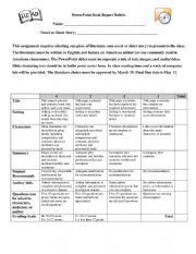 English Worksheet: Rubric